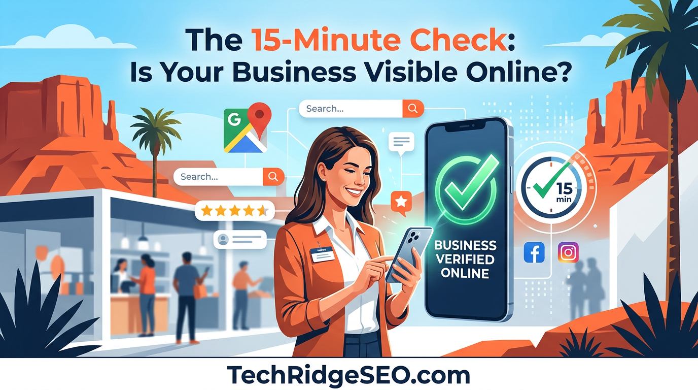 Featured image: Business owner checking visibility